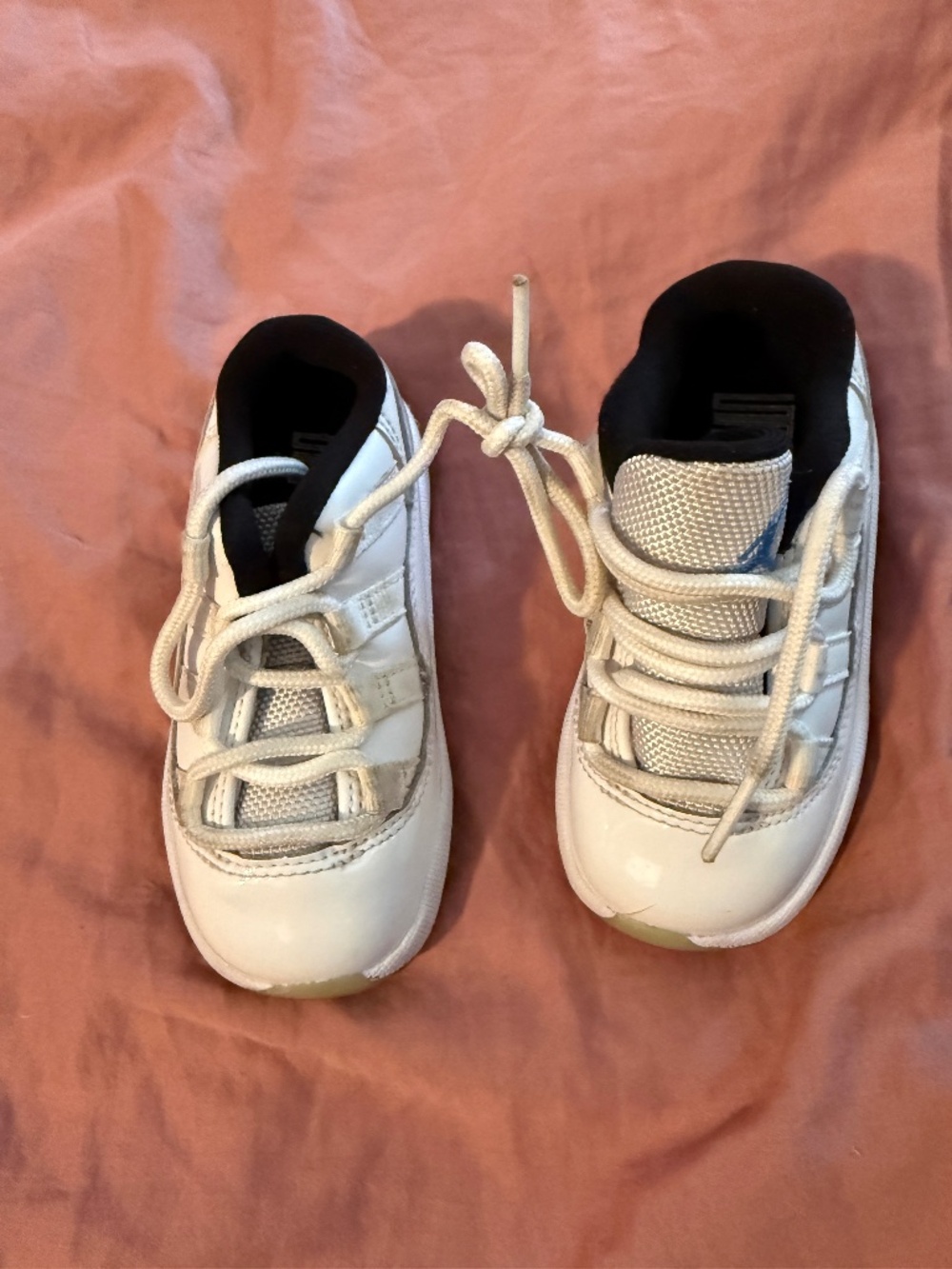 White patent leather Jordan kids toddler size low cut sneakers